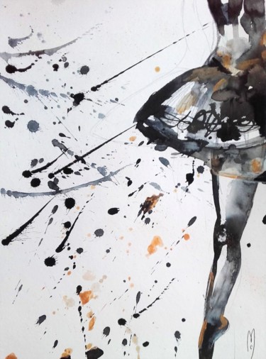 Painting titled "Danseuse" by Céline Marcoz, Original Artwork, Watercolor