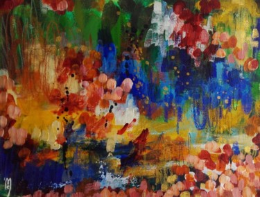 Pittura intitolato "Paysage Abstrait" da Céline Marcoz, Opera d'arte originale, Acrilico