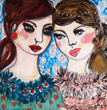 Peinture intitulée "Les sœurs réconcili…" par Céline Marcoz, Œuvre d'art originale, Acrylique