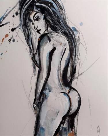 Картина под названием "Sylvia Nu Féminin" - Céline Marcoz, Подлинное произведение искусства, Акварель