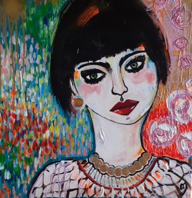 Painting titled "Fille Portrait Pein…" by Céline Marcoz, Original Artwork, Acrylic