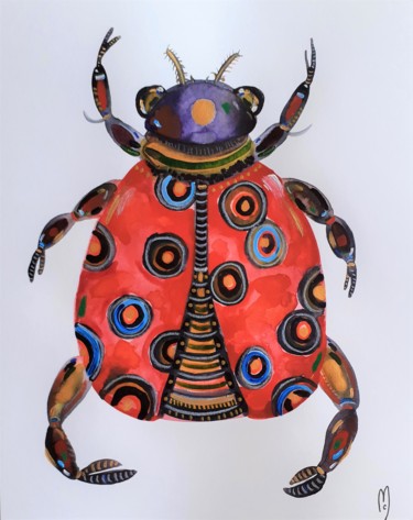 Pintura intitulada "Insecte" por Céline Marcoz, Obras de arte originais, Aquarela