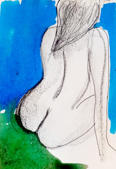 Schilderij getiteld "Roberte" door Céline Marcoz, Origineel Kunstwerk, Inkt