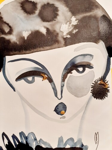 Peinture intitulée "Jeanne Portrait" par Céline Marcoz, Œuvre d'art originale, Aquarelle