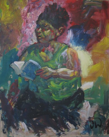 Pintura titulada "mujer-leyendo-001.j…" por Oriol Uri, Obra de arte original, Oleo