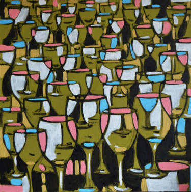 Peinture intitulée "glass of wine" par Orkhan Garayev Elvella, Œuvre d'art originale, Huile