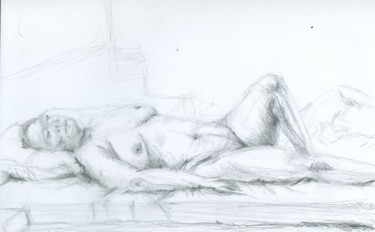 Aktstudie, liegend Zeichnungen mit dem Titel "Aktstudie, liegend" von Ralf Czekalla, Original-Kunstwerk, Bleistift