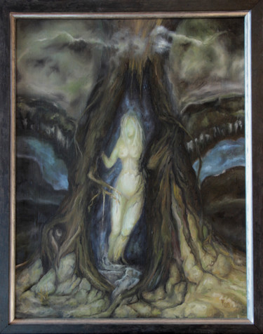 Malerei mit dem Titel "Das Mädchen im Baum" von Ralf Czekalla, Original-Kunstwerk, Öl