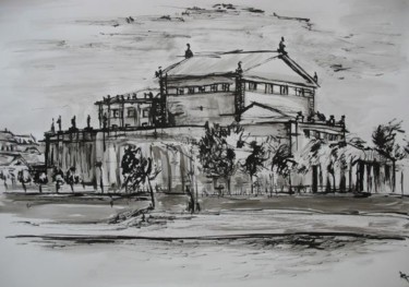 Tekening getiteld "Dresden,Semperoper" door Ralf Czekalla, Origineel Kunstwerk, Inkt