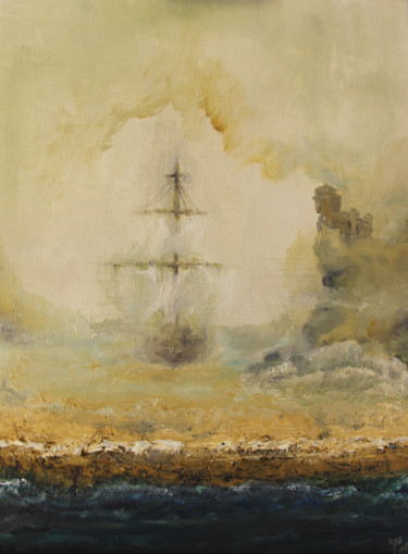 Malerei mit dem Titel "Wüstenschiff" von Ralf Czekalla, Original-Kunstwerk, Öl