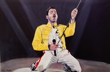 Картина под названием "'' Freddy Mercury''" - Orlando Cristiani, Подлинное произведение искусства, Акрил