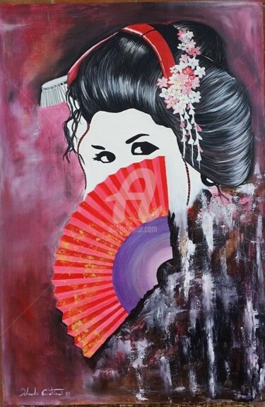 Painting titled "Geisha" by Orlando Cristiani, Original Artwork, Acrylic
