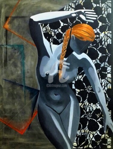 Peinture intitulée "''woman body''" par Orlando Cristiani, Œuvre d'art originale, Acrylique Monté sur Panneau de bois
