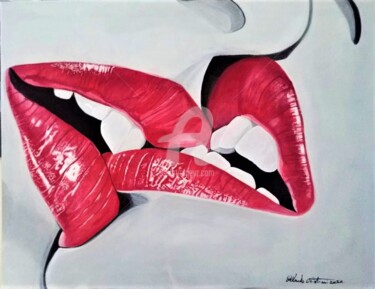 Painting titled "Kiss Me" by Orlando Cristiani, Original Artwork, Acrylic