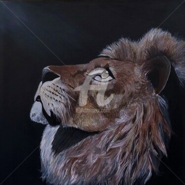 Painting titled "LION" by Orlando Cristiani, Original Artwork, Acrylic