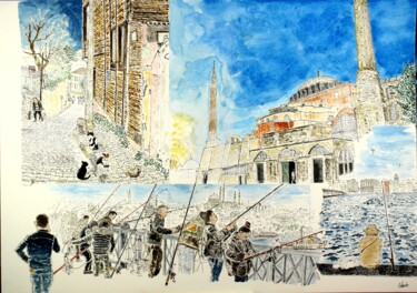 Painting titled "Istanbul" by Orlando Marin Lopez, Original Artwork, Watercolor