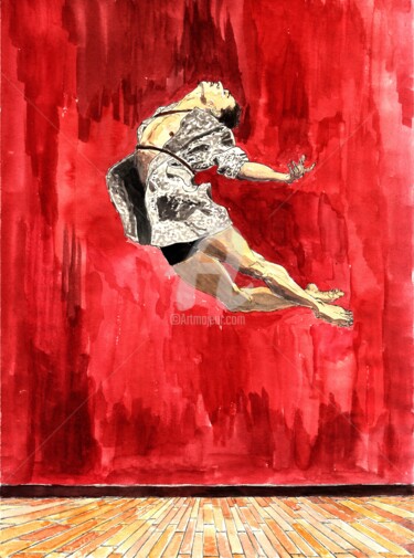 Painting titled "danseur" by Orlando Marin Lopez, Original Artwork, Watercolor