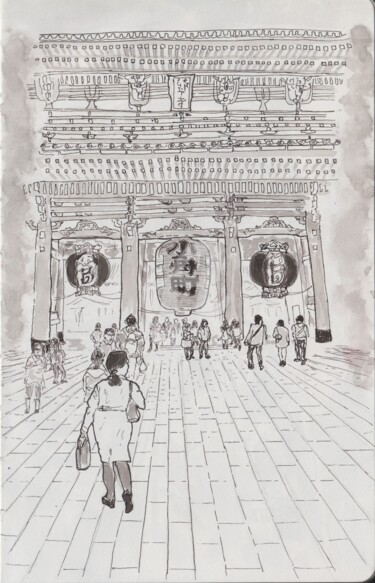 Drawing titled "Asakusa" by Orlando Marin Lopez, Original Artwork, Ink