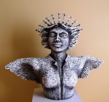 Скульптура под названием "« Ange femme »" - Orlando Basulto, Подлинное произведение искусства, Терракота