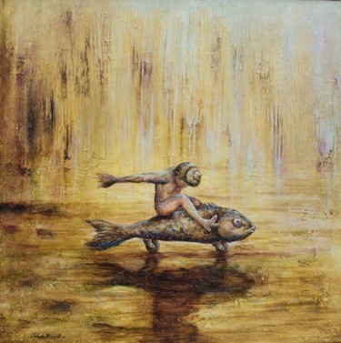 Schilderij getiteld "Le Lac glacé" door Orlando Basulto, Origineel Kunstwerk, Olie