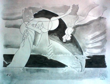 Drawing titled "Black and white #2" by Orlando Rafael Dos Santos, Original Artwork