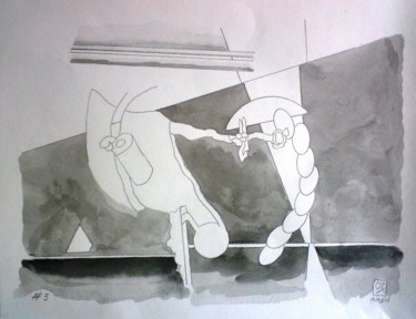 Drawing titled "Black and white #3" by Orlando Rafael Dos Santos, Original Artwork
