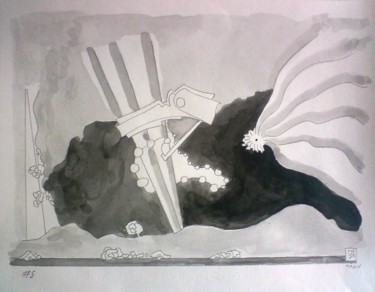 Drawing titled "Black and white #5" by Orlando Rafael Dos Santos, Original Artwork