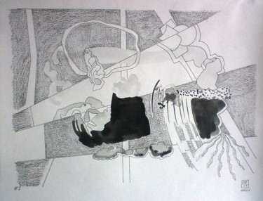 Drawing titled "Black and white #7" by Orlando Rafael Dos Santos, Original Artwork