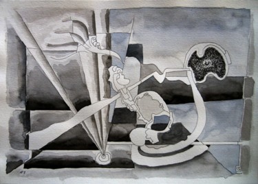 Drawing titled "Black and white #8" by Orlando Rafael Dos Santos, Original Artwork