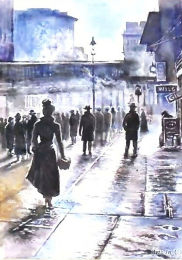 Картина под названием "Morning fog" - Orlicz, Подлинное произведение искусства, Акварель