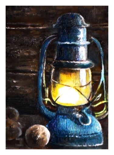 Картина под названием "Старая лампа" - Orlicz, Подлинное произведение искусства, Масло