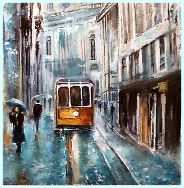 Peinture intitulée "Красный трамвай" par Orlicz, Œuvre d'art originale, Huile