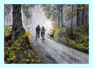 Картина под названием "Forest walk" - Orlicz, Подлинное произведение искусства, Акварель