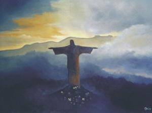 Pintura intitulada "Cristo Redentor, RJ…" por Orly Silva, Obras de arte originais, Óleo
