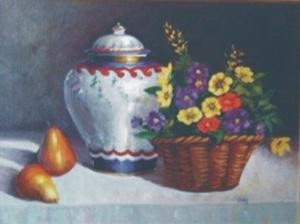 Pintura intitulada "Vaso de Porcelana c…" por Orly Silva, Obras de arte originais, Óleo