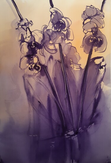 Painting titled "Orchidee" by Ornella Franchi, Original Artwork, Watercolor