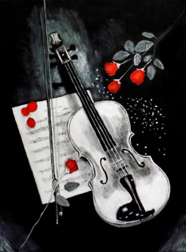 Schilderij getiteld "Quadro violino rose…" door Ornella Di Scala, Origineel Kunstwerk, Anders