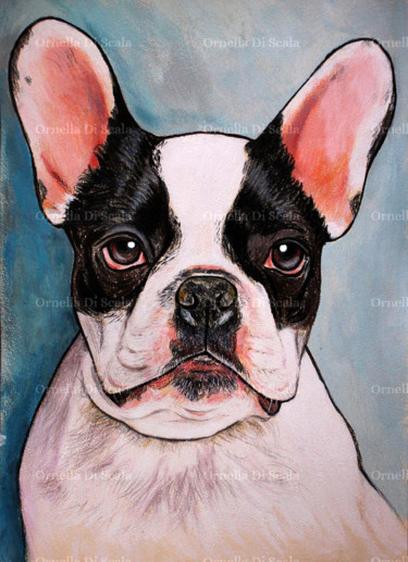Dibujo titulada "Ritratto bulldog fr…" por Ornella Di Scala, Obra de arte original, Pastel