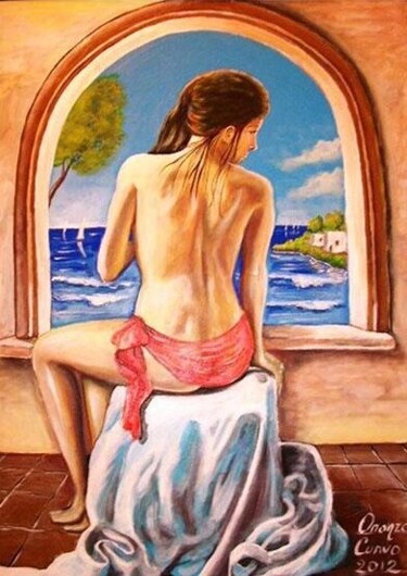 Malerei mit dem Titel "L'amante" von Oronzo Curvo, Original-Kunstwerk, Acryl