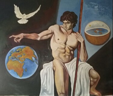 Pintura intitulada "Il Custode della te…" por Oronzo Curvo, Obras de arte originais, Óleo