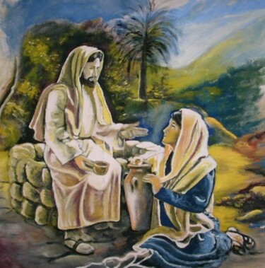 Pintura intitulada "La Samaritana con G…" por Oronzo Curvo, Obras de arte originais, Acrílico