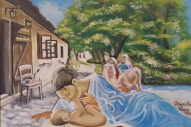 Pintura titulada "La Maternità" por Oronzo Curvo, Obra de arte original, Oleo