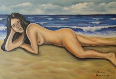 Painting titled "La Sirena" by Oronzo Curvo, Original Artwork, Oil