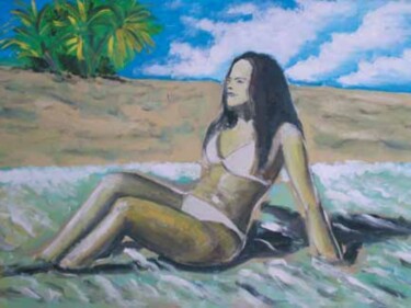 Painting titled "In riva al mare" by Oronzo Curvo, Original Artwork, Oil