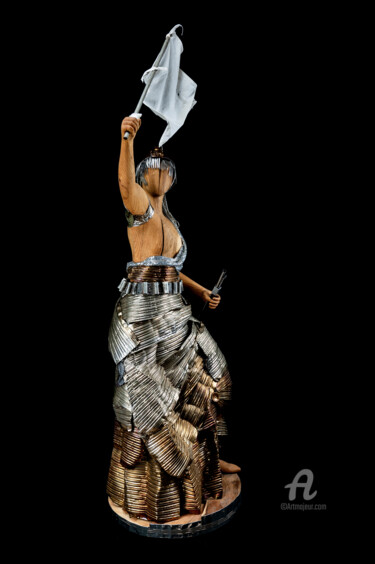 Sculpture titled "Ma liberté cherie" by Oror, Original Artwork, Wood