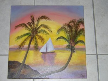 Painting titled "coucher soleil tahi…" by Orst, Original Artwork