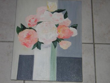 Peinture intitulée "rose blanche" par Orst, Œuvre d'art originale