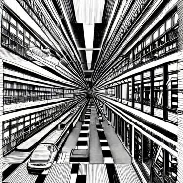Arts numériques intitulée "parking" par Melih Ortatepe, Œuvre d'art originale, Peinture numérique