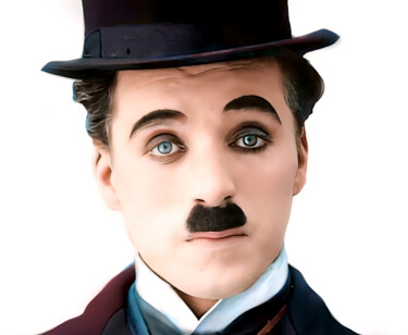Digitale Kunst getiteld "Charlie Chaplin" door Melih Ortatepe, Origineel Kunstwerk, Digitaal Schilderwerk