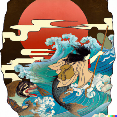 Digitale Kunst mit dem Titel "Ukiyo-e #14" von Melih Ortatepe, Original-Kunstwerk, KI-generiertes Bild
